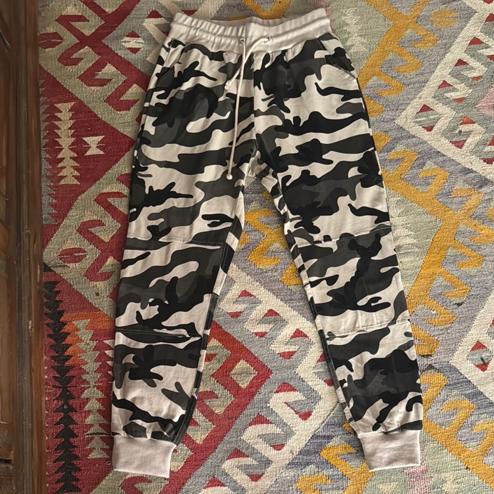white birch Black & Cream Camo Jogger Pants